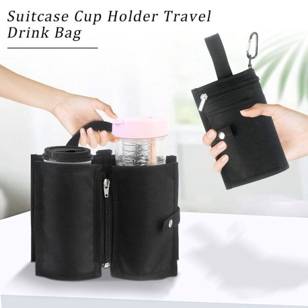 Travel Suitcase Portable Folding Storage Portable Cup Holder (Black) - Image 4