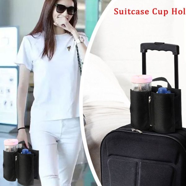 Travel Suitcase Portable Folding Storage Portable Cup Holder (Black) - Image 5