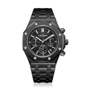 CAGARNY 6835 Men Simple Quartz Steel Band Watch (Black)