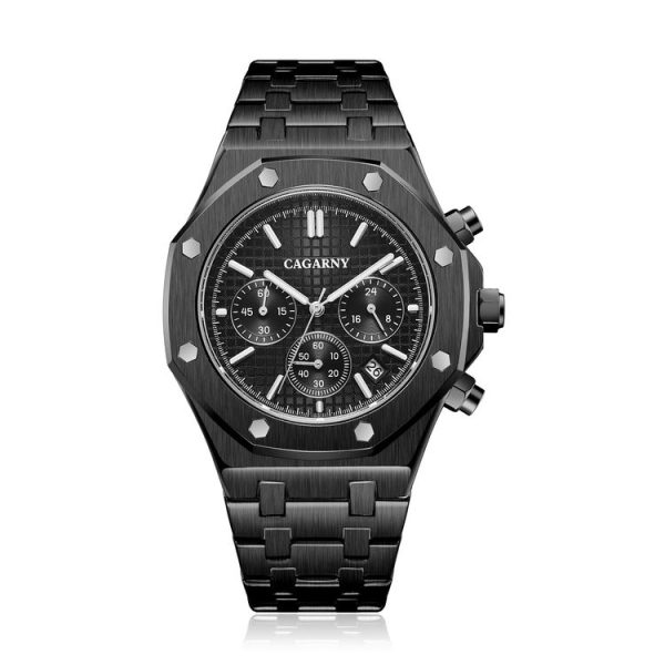 CAGARNY 6835 Men Simple Quartz Steel Band Watch (Black)