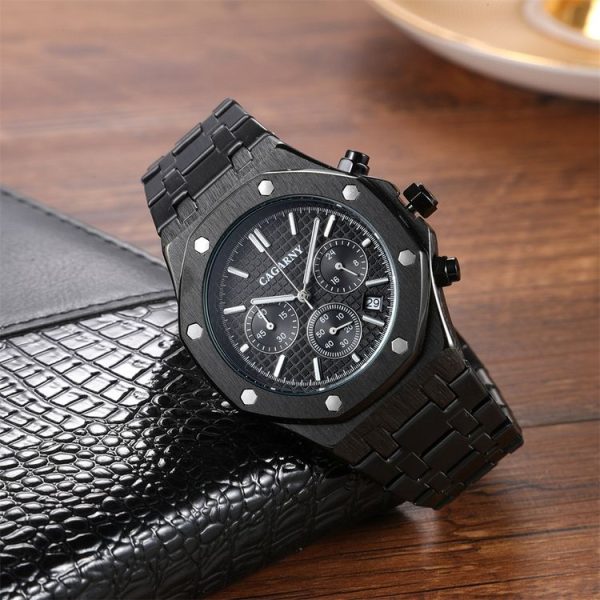 CAGARNY 6835 Men Simple Quartz Steel Band Watch (Black) - Image 3