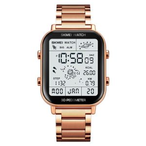 SKMEI 1888 Multifunctional Men 30M Waterproof Sports Stainless Steel Digital Wrist Watch (Rose Gold)