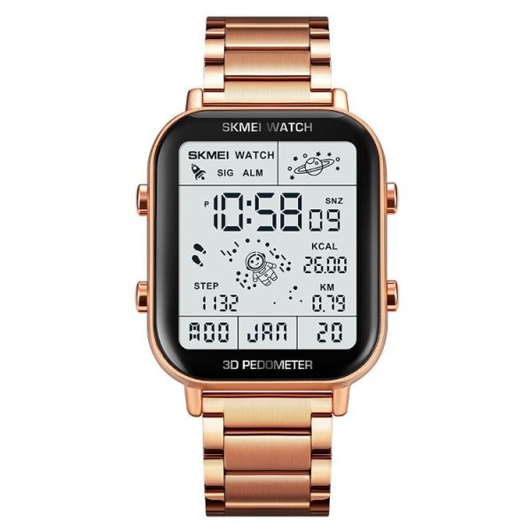 SKMEI 1888 Multifunctional Men 30M Waterproof Sports Stainless Steel Digital Wrist Watch (Rose Gold)