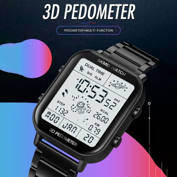 SKMEI 1888 Multifunctional Men 30M Waterproof Sports Stainless Steel Digital Wrist Watch (Rose Gold) - Image 4