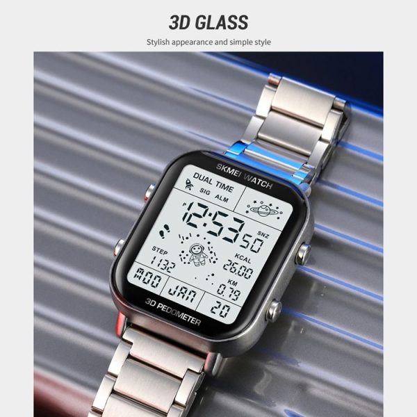 SKMEI 1888 Multifunctional Men 30M Waterproof Sports Stainless Steel Digital Wrist Watch (Rose Gold) - Image 6