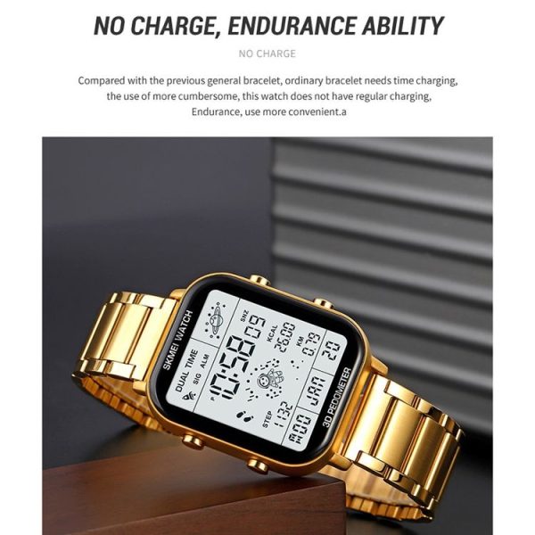 SKMEI 1888 Multifunctional Men 30M Waterproof Sports Stainless Steel Digital Wrist Watch (Rose Gold) - Image 7