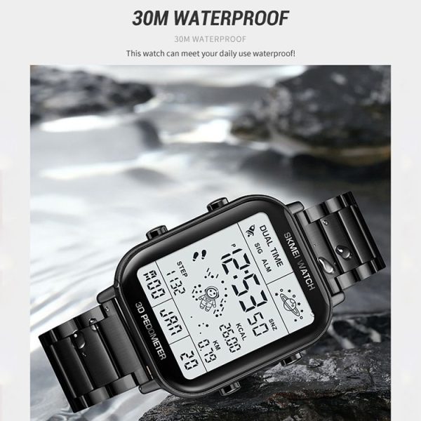 SKMEI 1888 Multifunctional Men 30M Waterproof Sports Stainless Steel Digital Wrist Watch (Rose Gold) - Image 8