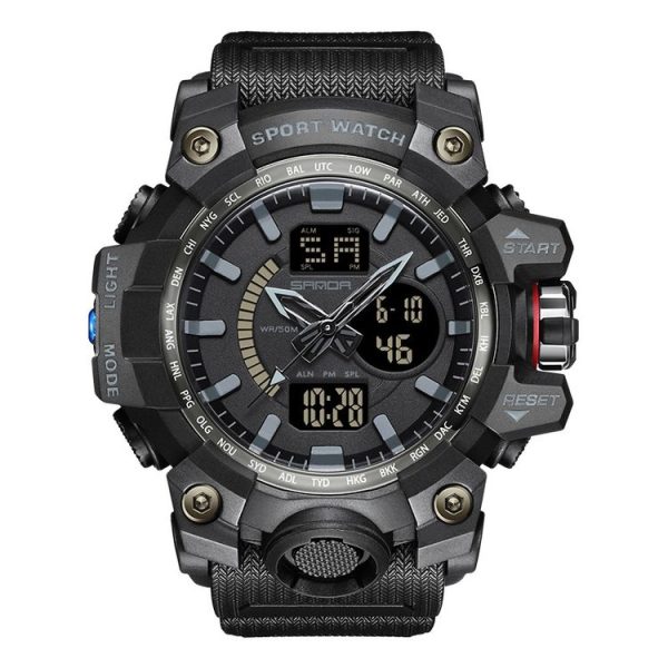 SANDA 3132 Men Multifunctional Waterproof Luminous Sports Watch (Black)