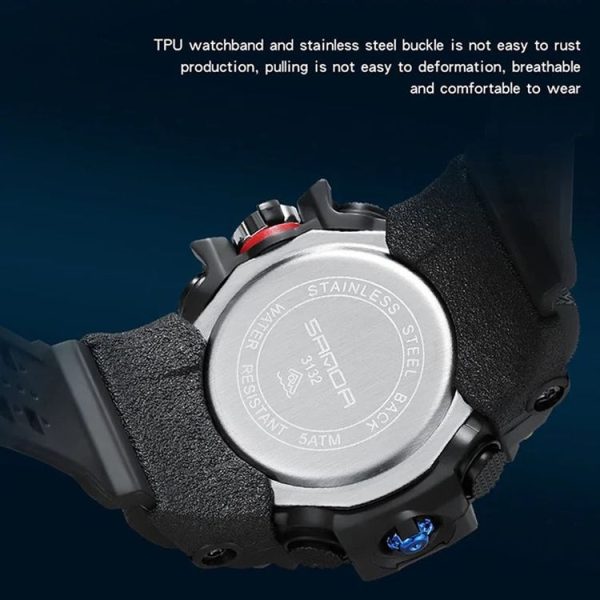 SANDA 3132 Men Multifunctional Waterproof Luminous Sports Watch (Black) - Image 6
