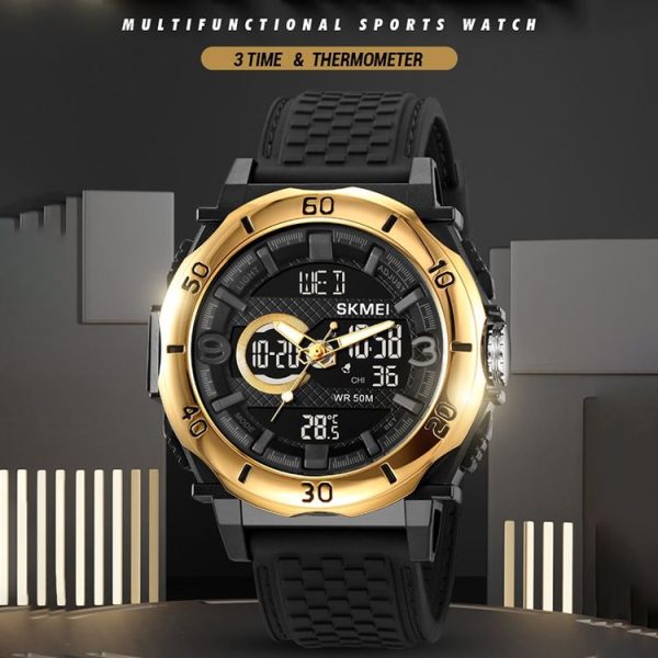 SKMEI 2098 Multifunctional Men 50M Waterproof Thermometer Dual Display Digital Wrist Watch (Black) - Image 4