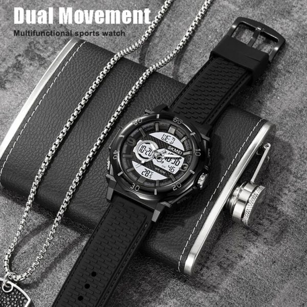 SKMEI 2098 Multifunctional Men 50M Waterproof Thermometer Dual Display Digital Wrist Watch (Black) - Image 6