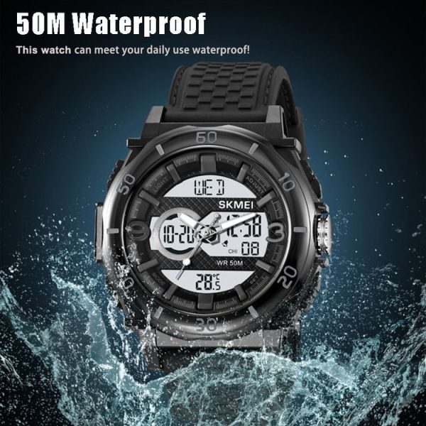 SKMEI 2098 Multifunctional Men 50M Waterproof Thermometer Dual Display Digital Wrist Watch (Black) - Image 7