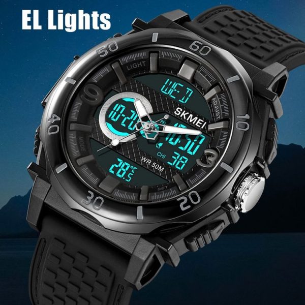 SKMEI 2098 Multifunctional Men 50M Waterproof Thermometer Dual Display Digital Wrist Watch (Black) - Image 8