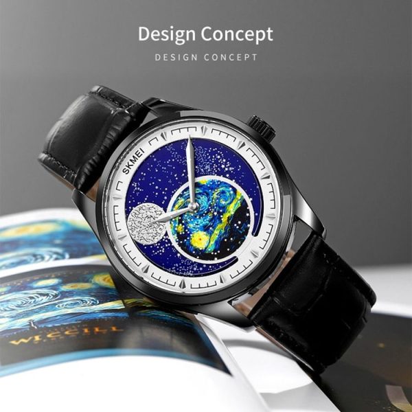SKMEI 2115 Multifunctional Men Outdoor 30M Waterproof Moon Phase Quartz Watch (Gold) - Image 4