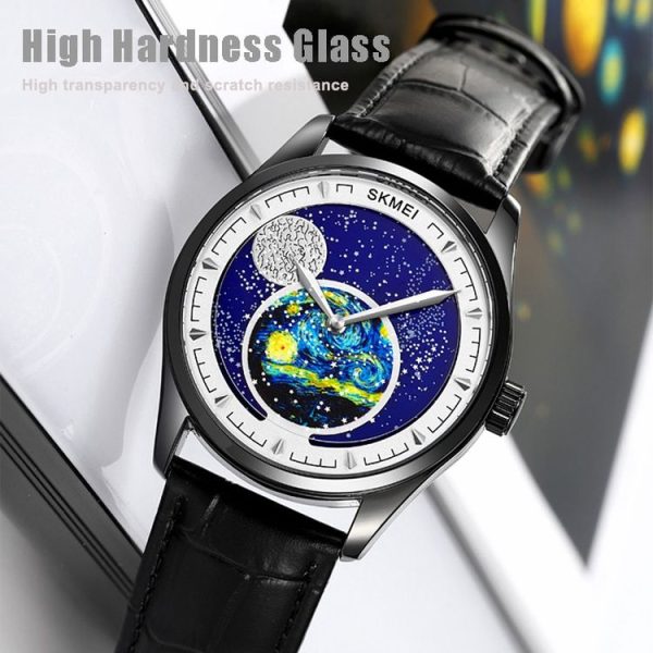 SKMEI 2115 Multifunctional Men Outdoor 30M Waterproof Moon Phase Quartz Watch (Gold) - Image 5