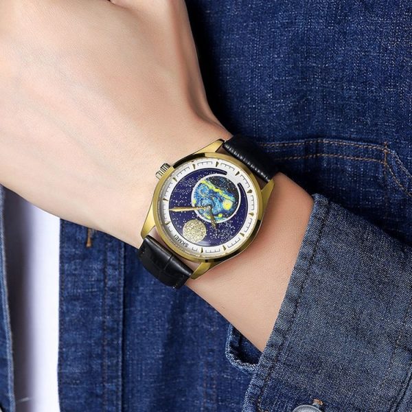 SKMEI 2115 Multifunctional Men Outdoor 30M Waterproof Moon Phase Quartz Watch (Gold) - Image 7