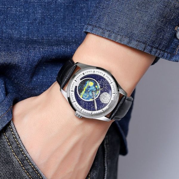 SKMEI 2115 Multifunctional Men Outdoor 30M Waterproof Moon Phase Quartz Watch (Gold) - Image 8
