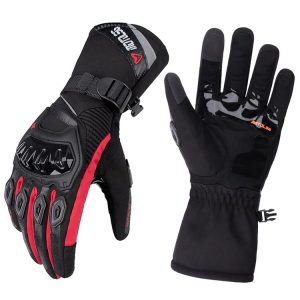 1-Pair MOTOLSG Motorcycle Riding Waterproof Winter Warm Gloves, Size: M (Black Red)