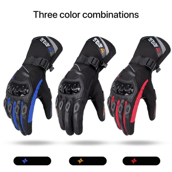 1-Pair MOTOLSG Motorcycle Riding Waterproof Winter Warm Gloves, Size: M (Black Red) - Image 2