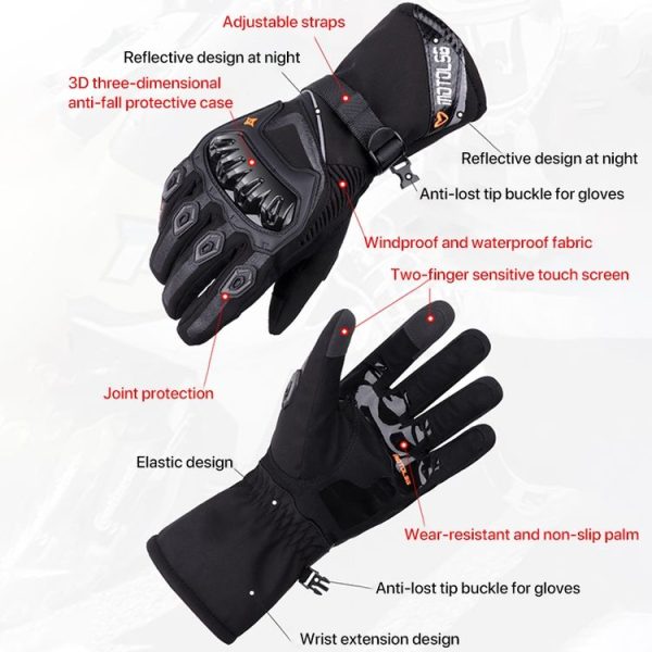 1-Pair MOTOLSG Motorcycle Riding Waterproof Winter Warm Gloves, Size: M (Black Red) - Image 3