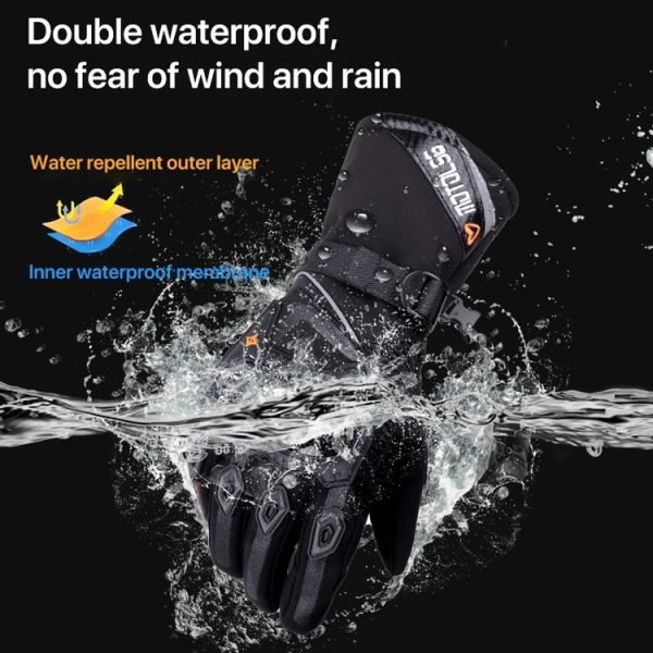 1-Pair MOTOLSG Motorcycle Riding Waterproof Winter Warm Gloves, Size: M (Black Red) - Image 6