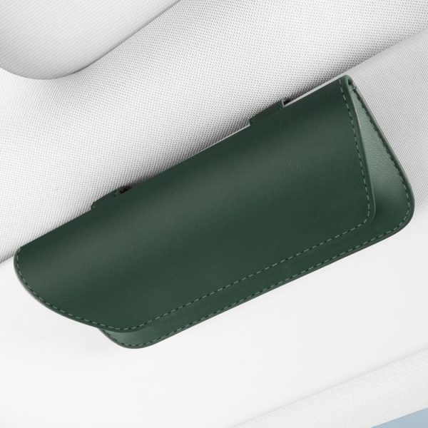 3064 Napa Texture Leather Car Glasses Storage Bag (Olive Green) - Image 2
