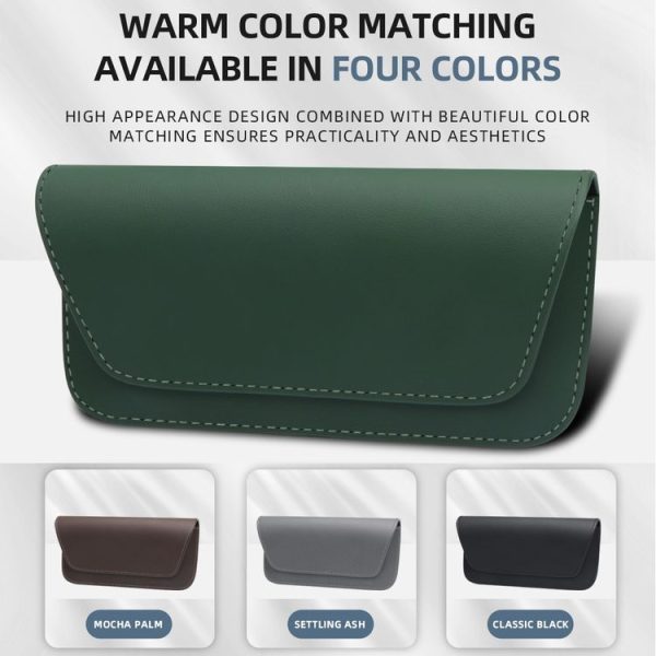 3064 Napa Texture Leather Car Glasses Storage Bag (Olive Green) - Image 8