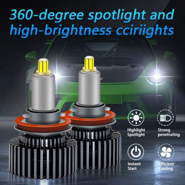 V2 1 Pair H1 35W 6000K 4000LM Car 6 Sides LED Headlight (Cool White) - Image 2