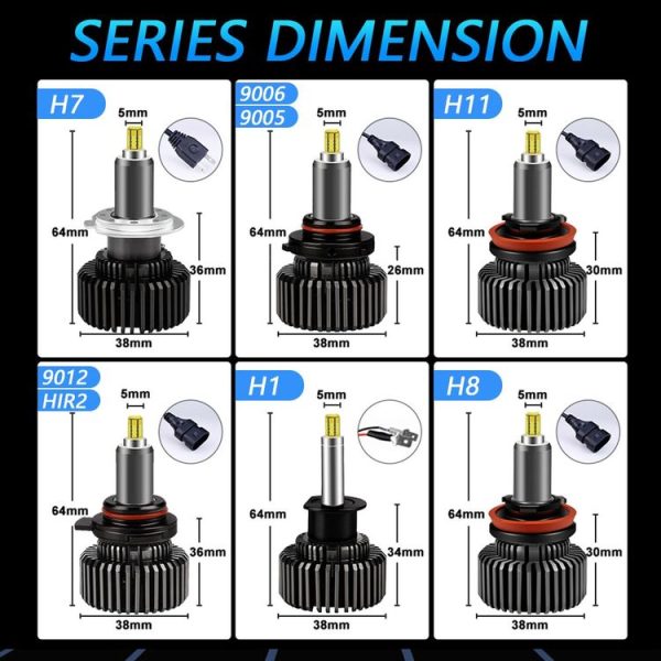 V2 1 Pair 9005 35W 6000K 4000LM Car 6 Sides LED Headlight (Cool White) - Image 10