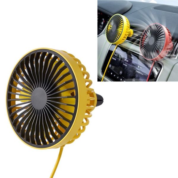 F829 Portable Car Air Outlet Electric Cooling Fan with LED Light (Yellow)