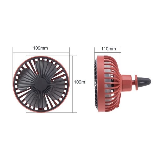 F829 Portable Car Air Outlet Electric Cooling Fan with LED Light (Yellow) - Image 3