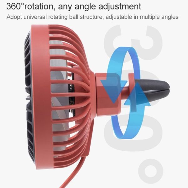 F829 Portable Car Air Outlet Electric Cooling Fan with LED Light (Yellow) - Image 4