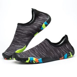 Printed Pattern Non-slip Rubber Thick Bottom Beach Shoes Swimming Shoes Diving Socks for Ladies, A Pair, Size: 36 (Fly Line Gray)
