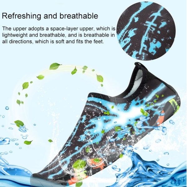 Printed Pattern Non-slip Rubber Thick Bottom Beach Shoes Swimming Shoes Diving Socks for Ladies, A Pair, Size: 36 (Fly Line Gray) - Image 4