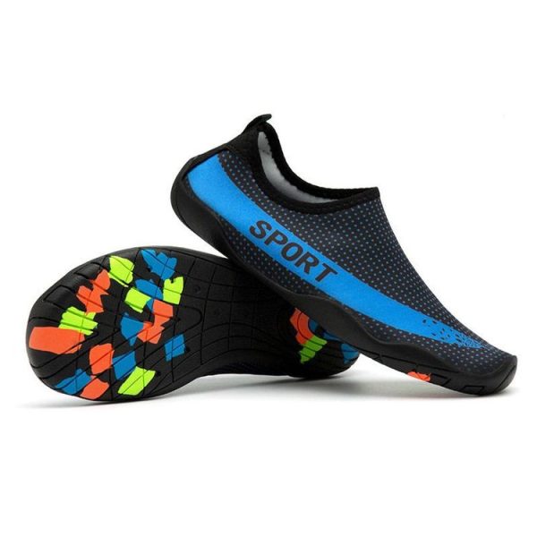 Printed Pattern Non-slip Rubber Thick Bottom Beach Shoes Swimming Shoes Diving Socks for Ladies, A Pair, Size: 37 (Blue Starry Sky)