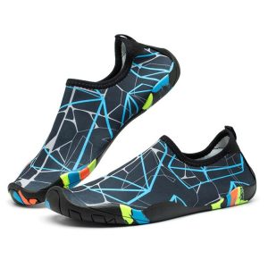 Printed Pattern Non-slip Rubber Thick Bottom Beach Shoes Swimming Shoes Diving Socks for Ladies, A Pair, Size: 38 (Sapphire Blue)