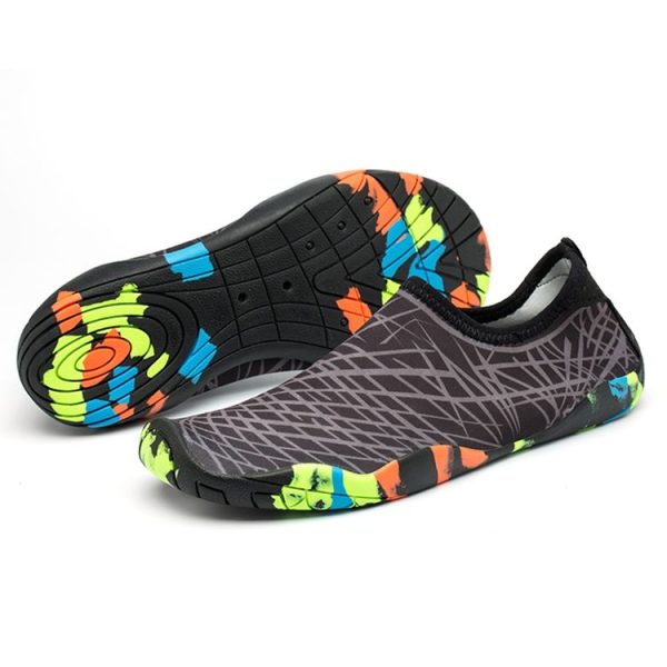 Printed Pattern Non-slip Rubber Thick Bottom Beach Shoes Swimming Shoes Diving Socks for Ladies, A Pair, Size: 40 (Jungle Gray)