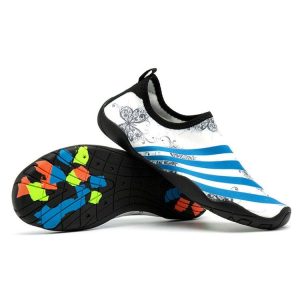 Printed Pattern Non-slip Rubber Thick Bottom Beach Shoes Swimming Shoes Diving Socks for Ladies, A Pair, Size: 41 (Blue Butterfly)