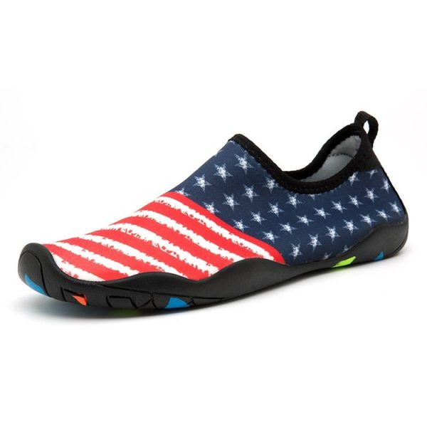 Printed Pattern Non-slip Rubber Thick Bottom Beach Shoes Swimming Shoes Diving Socks for Men, A Pair, Size: 39 (Stars Stripes Flag) - Image 2