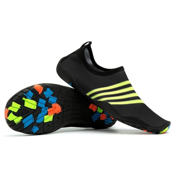 Printed Pattern Non-slip Rubber Thick Bottom Beach Shoes Swimming Shoes Diving Socks for Men, A Pair, Size: 46 (Black Stripes)