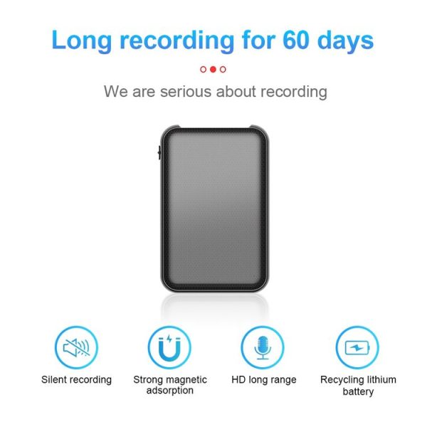 JNN Q75 Magnetic Power Bank Smart Voice Recorder, Memory: 4GB (Black) - Image 3