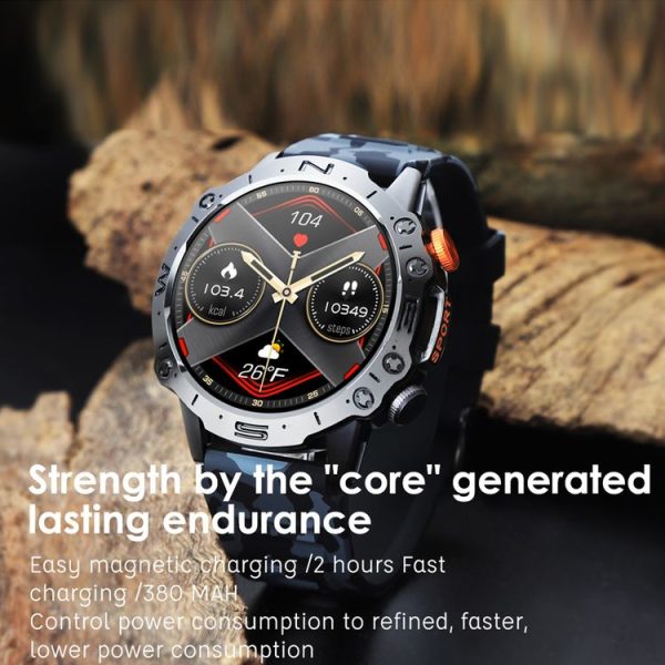 K59 IP67 BT5.0 1.43inch Smart Watch Support Voice Call / Sleep Detection (Camo Green) - Image 6