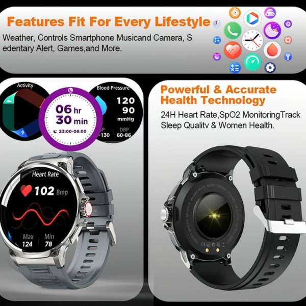 V69 IP68 BT5.0 1.85inch Smart Watch Support Voice Call / Sleep Detection (Silver) - Image 8