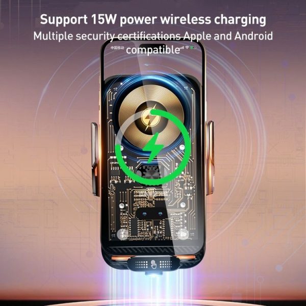 C05 Automatic Alignment Wireless Fast Charging Air Outlet Car Holder (Black) - Image 2