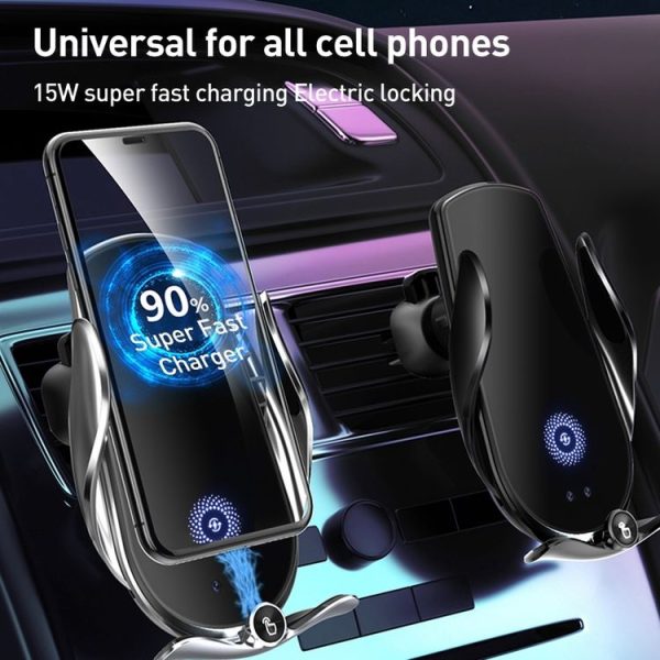 M3 Infrared lnduction Wireless Fast Charging Air Outlet Car Holder (Black) - Image 2