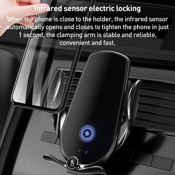 M3 Infrared lnduction Wireless Fast Charging Air Outlet Car Holder (Black) - Image 3