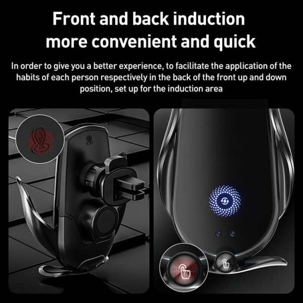 M3 Infrared lnduction Wireless Fast Charging Air Outlet Car Holder (Black) - Image 4