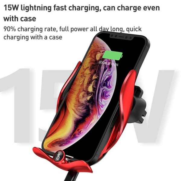 M3 Infrared lnduction Wireless Fast Charging Air Outlet Car Holder (Black) - Image 5