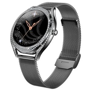 V66 1.28inch BT5.0 Smart Watch Support Heart Rate / Sleep Detection, Style: Steel Strap (Black)