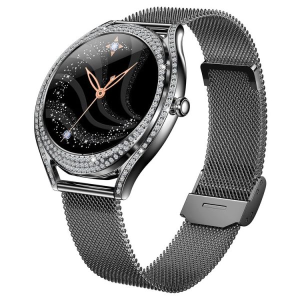 V66 1.28inch BT5.0 Smart Watch Support Heart Rate / Sleep Detection, Style: Steel Strap (Black)